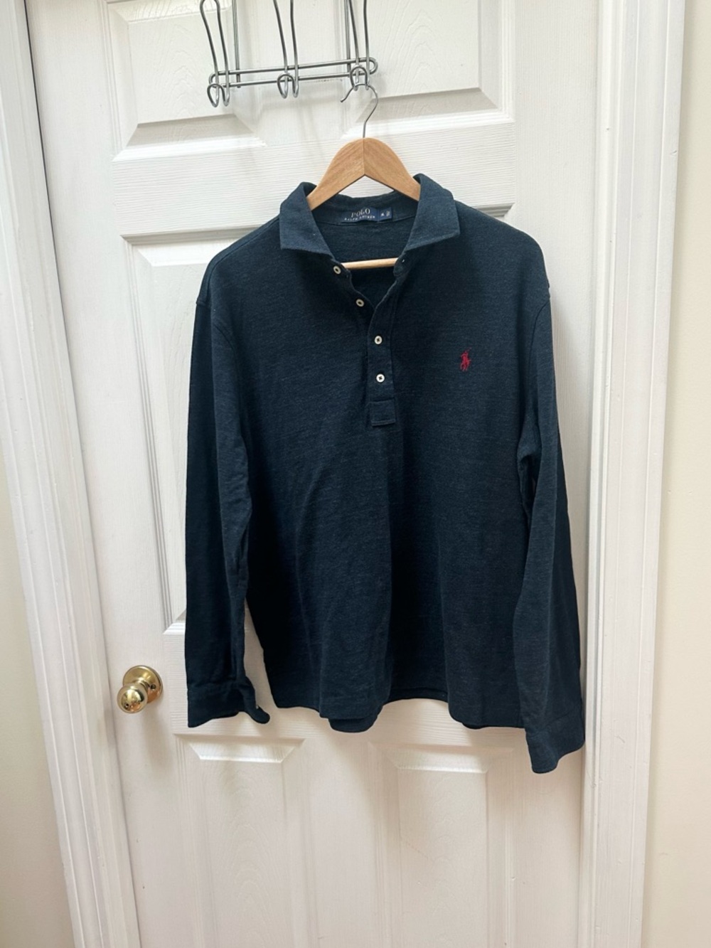 Polo Ralph Lauren navy blue Long Sleeve Polo Red logo xl